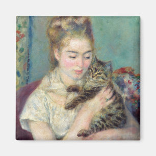 Pierre-Auguste Renoir - Woman med en katt Magnet