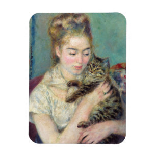 Pierre-Auguste Renoir - Woman med en katt Magnet