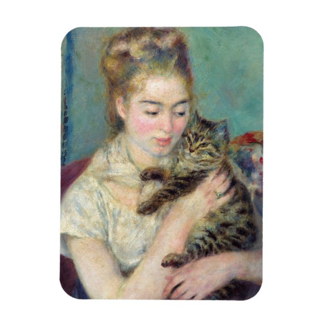 Pierre-Auguste Renoir - Woman med en katt Magnet (Vertikal)