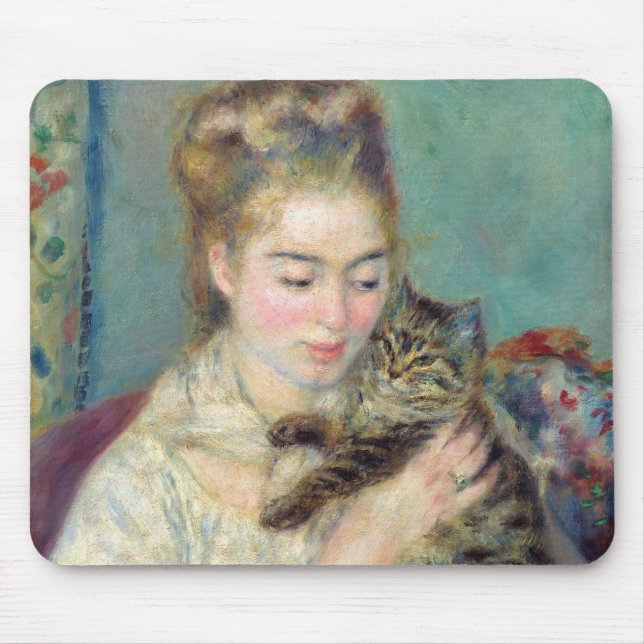 Pierre-Auguste Renoir - Woman med en katt Musmatta (Framsidan)