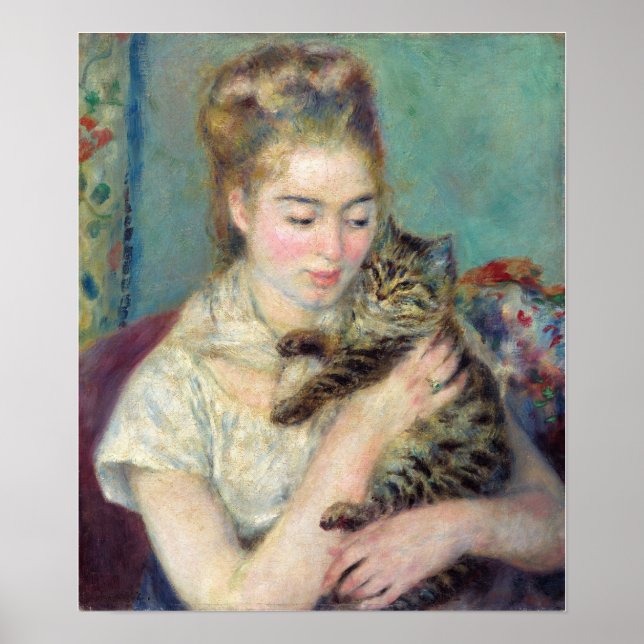 Pierre-Auguste Renoir - Woman med en katt Poster (Framsidan)