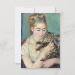Pierre-Auguste Renoir - Woman med en katt Tack Kort