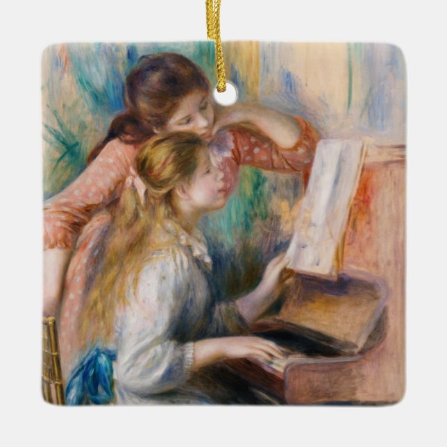 Pierre Auguste Renoir - Young Girls at the Piano Julgransprydnad Keramik (Framsida)