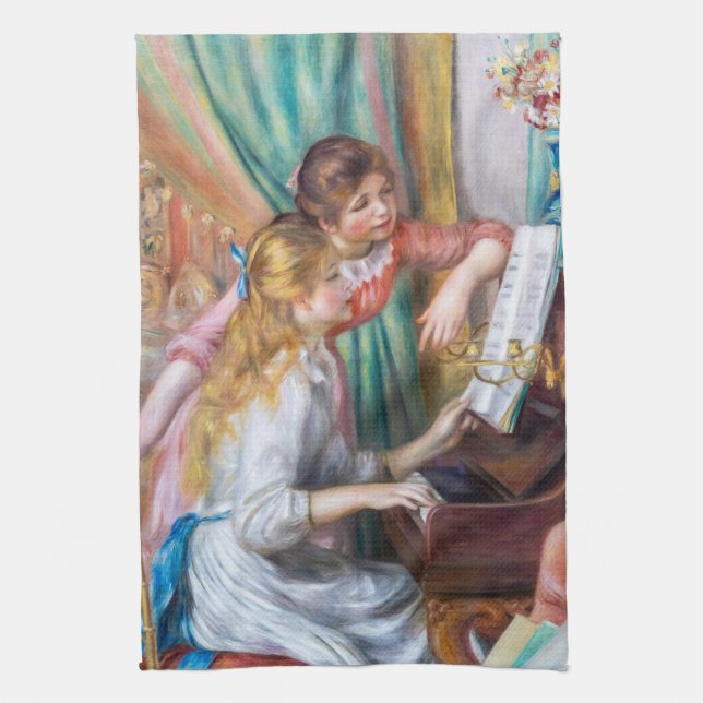 Pierre Auguste Renoir - Young Girls at the Piano Kökshandduk (Vertikal)