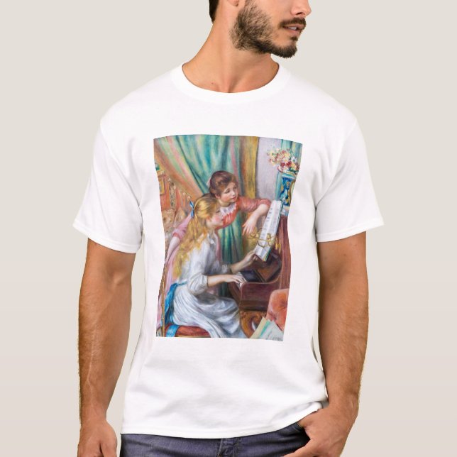 Pierre Auguste Renoir - Young Girls at the Piano T Shirt (Framsida)