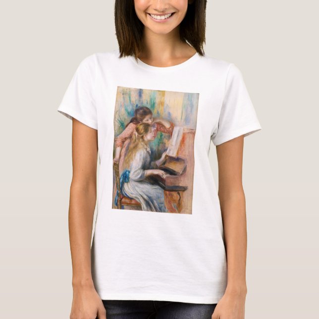 Pierre Auguste Renoir - Young Girls at the Piano T Shirt (Framsida)