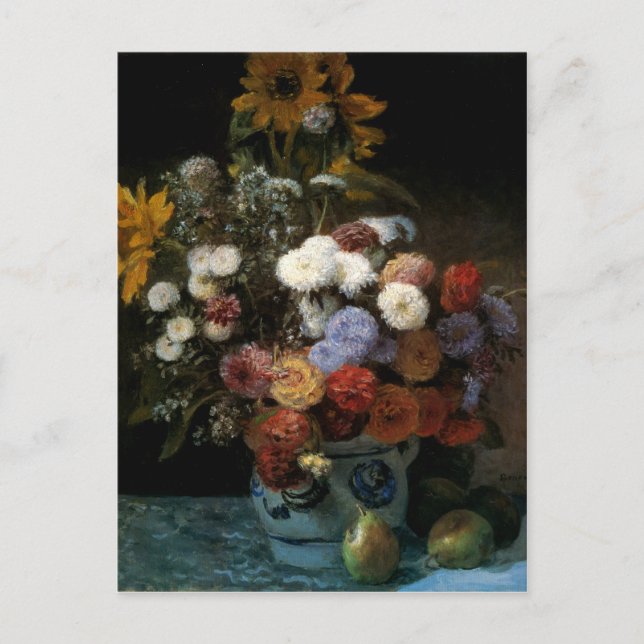 Pierre-Auguste Renoir's Flowers in a Vas (1869) Vykort (Framsida)