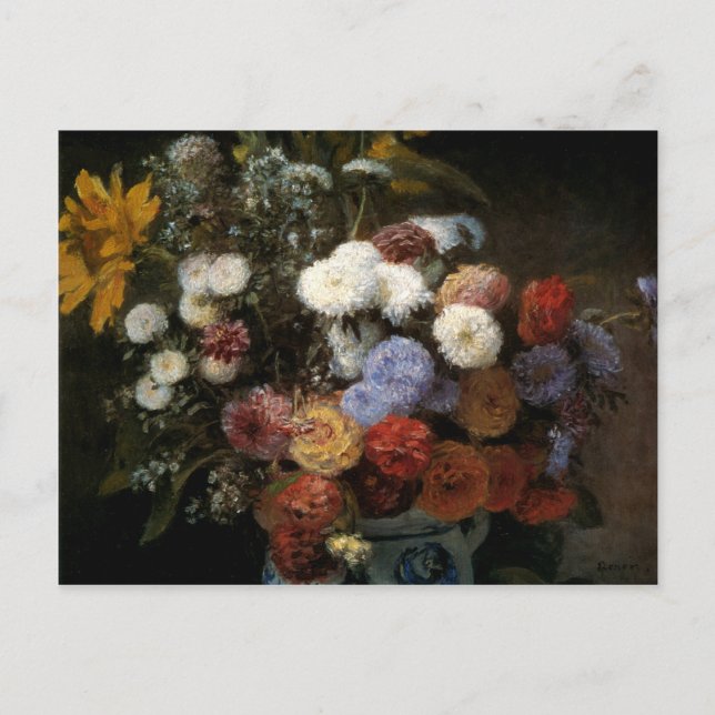 Pierre-Auguste Renoir's Flowers in a Vas (1869) Vykort (Framsida)