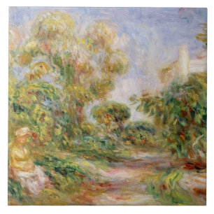 Pierre en Renoir kvinna i en landskap Kakelplatta
