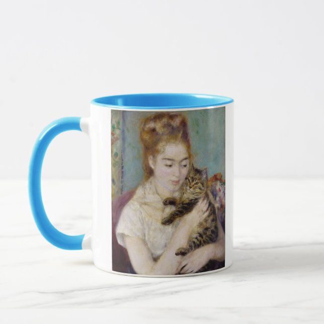 Pierre en Renoir | kvinna med en katt Mugg (Vänster)