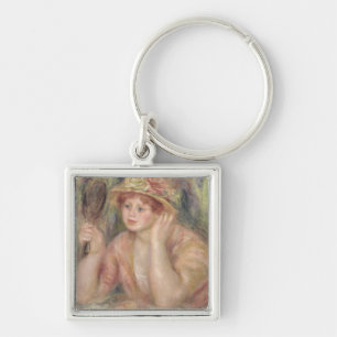 Pierre en Renoir kvinna med en spegel Fyrkantig Silverfärgad Nyckelring