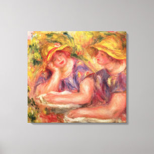 Pierre en Renoir två kvinnor i blåttblusar Canvastryck