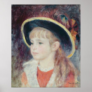 Pierre en Renoir ung flicka i en blåtthatt Poster