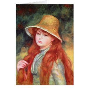 Pierre en Renoir ung flicka i en sugrörhatt Hälsningskort