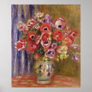 Pierre en Renoir vas av tulpan och anemoner Poster
