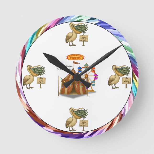 Pierre pelican's brilliant beak rund klocka (Framsida)