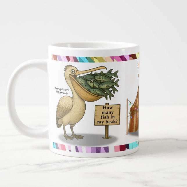 Pierre pelikanens briljanta näbb jumbo mugg (Vänster)