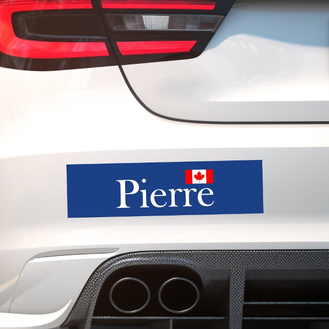 Pierre Poilievre med Officiell Canada Flagga Mörk Bildekal (Skapare uppladdad)