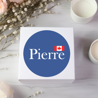 Pierre Poilievre med Officiell Canada Flagga Mörk Runt Klistermärke