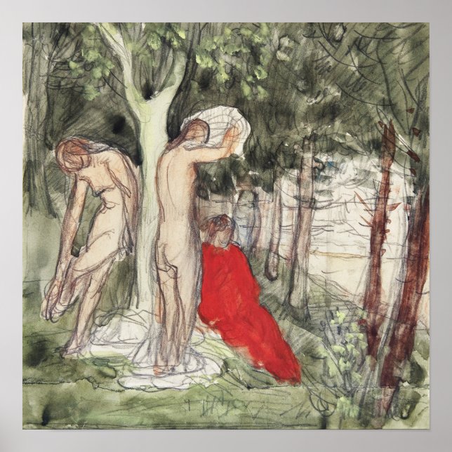 Pierre Puvis de Chavannes Bathers Modernist Poster (Framsidan)