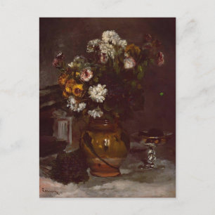 Pierre Renoir:Blommor i Vas och glas Champagne Vykort