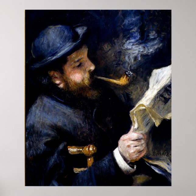 Pierre Renoir - Claude Monet Reading a Newspaper Poster (Framsidan)