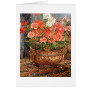 Pierre Renoir en pelargoner i en Hälsningskort