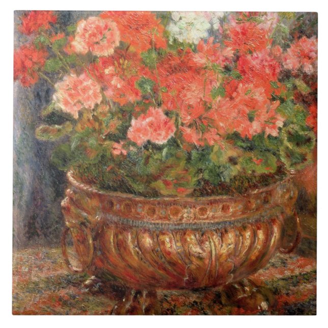 Pierre Renoir en | pelargoner i en Kakelplatta (Framsidan)