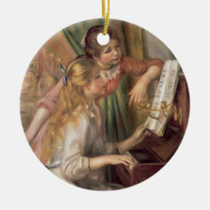 Pierre Renoir en ung flicka på pianot Julgransprydnad Keramik