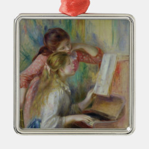 Pierre Renoir en ung flicka på pianot Julgransprydnad Metall