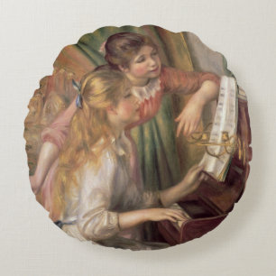 Pierre Renoir en   ung flicka på pianot Rund Kudde