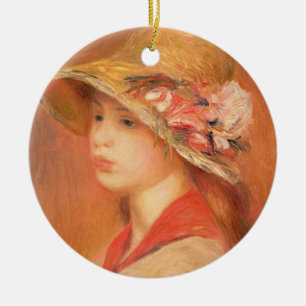 Pierre Renoir en ung kvinna i en hatt Julgransprydnad Keramik
