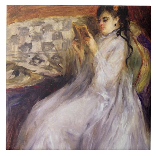 Pierre Renoir | en ung kvinnaläsning Kakelplatta (Framsidan)