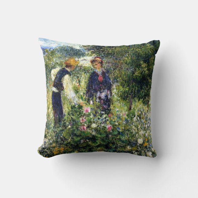 Pierre Renoir Painting, Picking Flowers Kudde (Framsida)