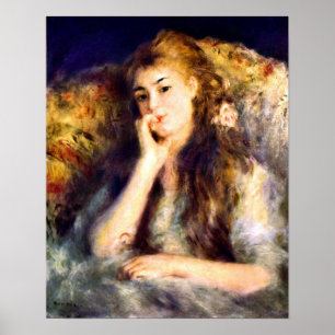Pierre Renoir - porträtt av en flicka i tankar Poster