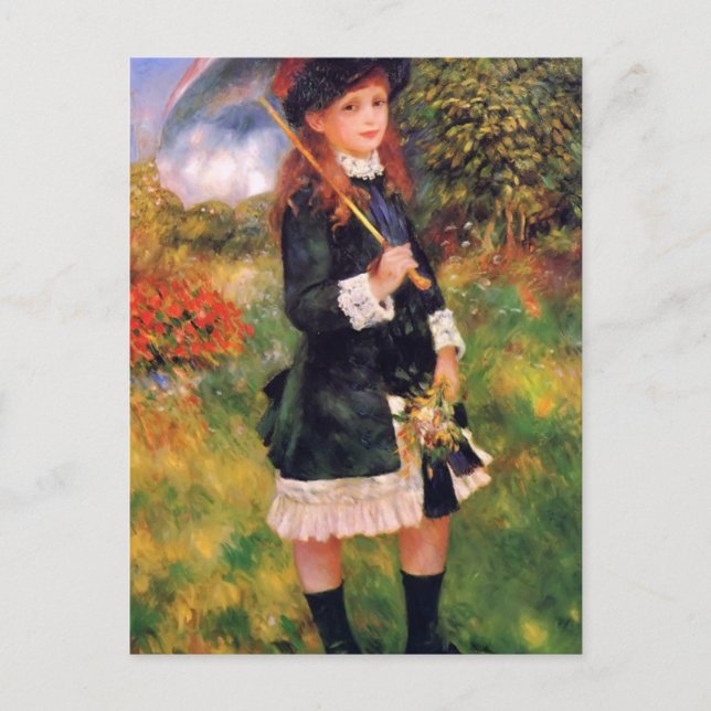 Pierre Renoir: Young Girl med Parasol Vykort (Framsida)