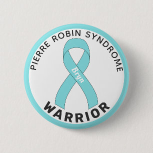 Pierre Robin Syndrome Warrior Ribbon White Button Knapp
