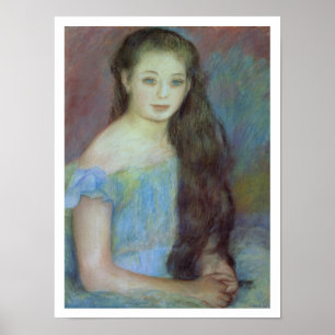 Pierre som en Renoir ung flicka med blått synar Poster