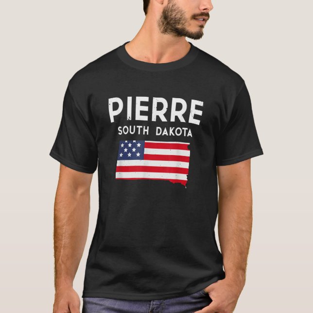 Pierre South Dakota USA State America Travel South T Shirt (Framsida)