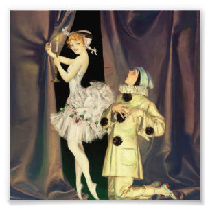 "Pierrot and Columbine" av FX Leyendecker Fototryck