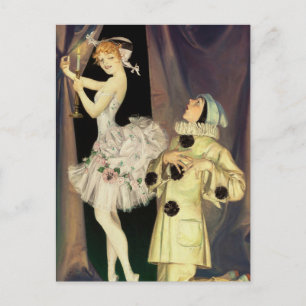 "Pierrot and Columbine" av FX Leyendecker Vykort