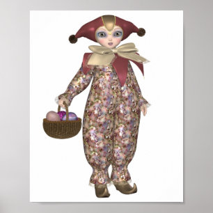 Pierrot Clown Doll med Påskägg Poster