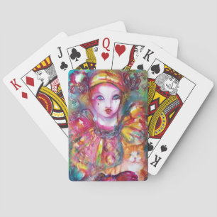 PIERROT MED CAT/Venetian-maskerad masker Casinokort