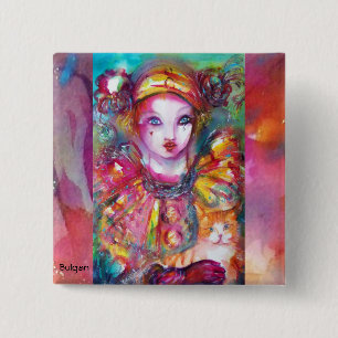 PIERROT MED CAT/Venetian-maskerad masker Knapp