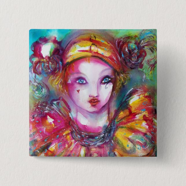 PIERROT MED CAT/Venetian-maskerad masker Knapp (Framsida)