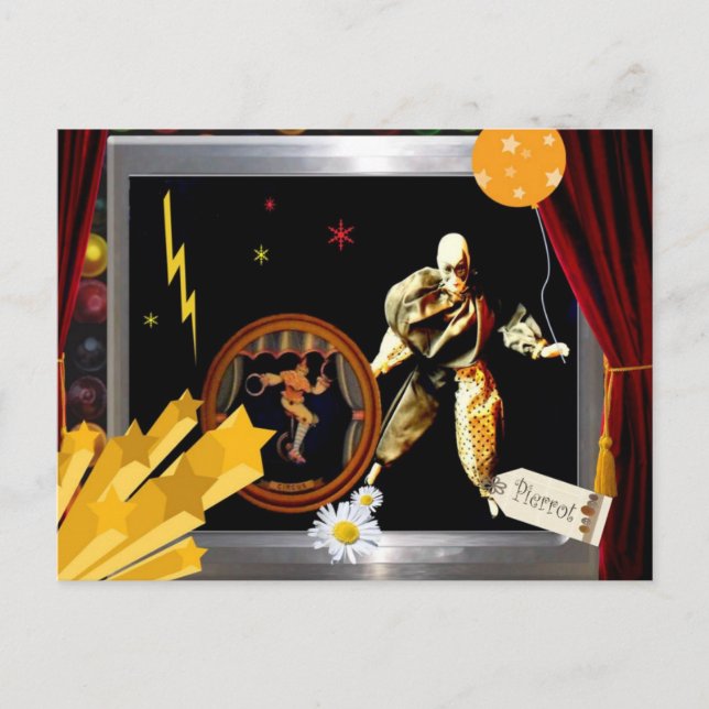 pierrot med cykel vykort (Framsida)