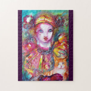 PIERROT MED KATTEN/den Venetian maskeraden Pussel