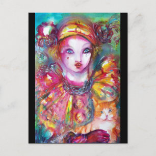 PIERROT med katten Inbjudan Vykort