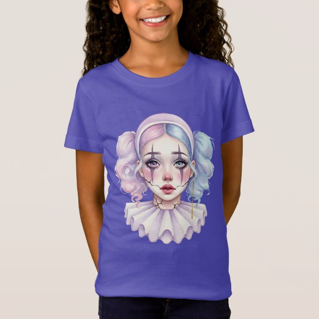 Pierrot med Porcelain Ansikte T Shirt (Framsida)