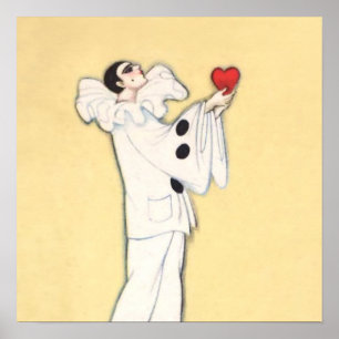 Pierrot med rött hjärta av Sophia Chiostri Poster